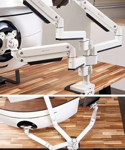 Image of ULTRARM Heavy Duty Triple Monitor Arm for Ultrawide Monitors up to 57 inch and 44 lbs, Dual Monitor Stand for Dual 49 inch Vertical Stacked Monitor Mount Height Adjustable - 100x100 VESA Mount, White MA20PW-T