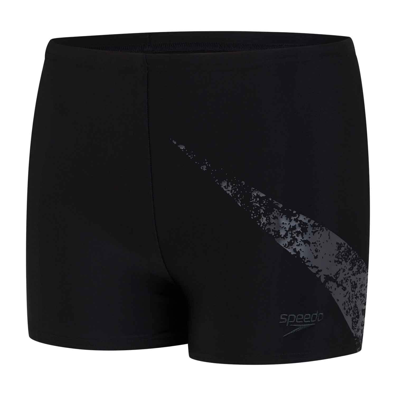 SpeedoBoys' Boomstar Placement Aquashort Swim Briefs, Black/Oxid Grey, 13-14