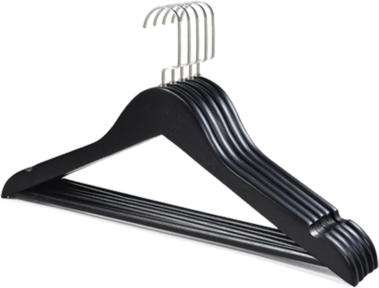 5 Pack Black Clothes Hanger Heavy Duty Durable Coat and Clothes Hangers Non-Slip Clothes Hangers Space Saving Hangers 360 Degree Swivel Hook