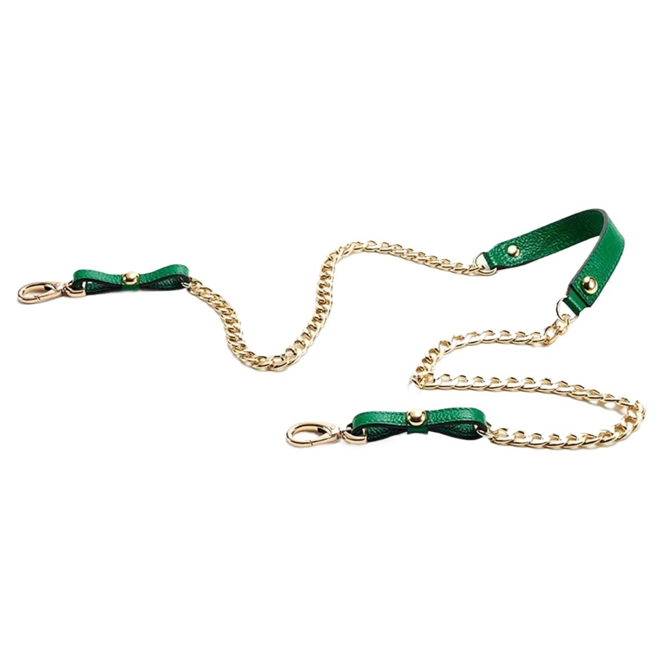 YUSUZH 1PCS 120CM Shoulder Bag Chain Aluminum with Leather Clasp Parts Buckle for Small Bag(Green)