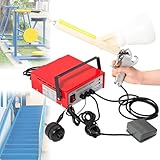 ToayNia Pistola per verniciatura a Polvere, Pistola per verniciatura a Polvere elettrostatica Regolabile a 5 stadi, con Interruttore a Pedale, Kit per verniciatura a Polvere Portatili Red