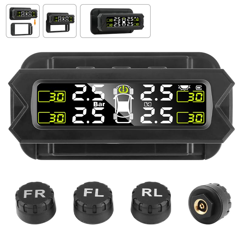 Tpms Sistema di monitoraggio della Pressione dei Pneumatici Solare for Auto con 4 sensori Display avviso Intelligente della Temperatura della Pressione dei Pneumatici Pressione Pneumatici