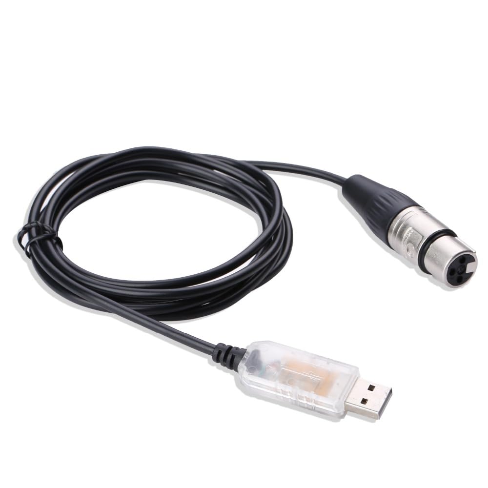 JuHXenWire USB RS485 to DMX512 Interface Adapter with 3-Pin XLR RS485 Serial Converter Cable Plug & Play for Freestyler SGM DMXControl DMXking Stage Lighting Controller Dimmer (100cm/3.3FT)