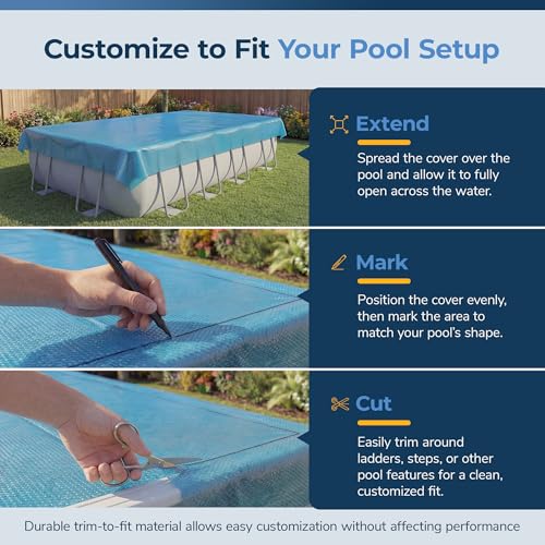 Blue Wave 16x24-ft Rectangle Solar Pool Cover 12-Mil Blue – Solar Cover for Above Ground Pool & Inground Pool, Thermal Bubble Blanket for Heat Retention & Reduced Evaporation by Blue Wave - Used condition - Image 5