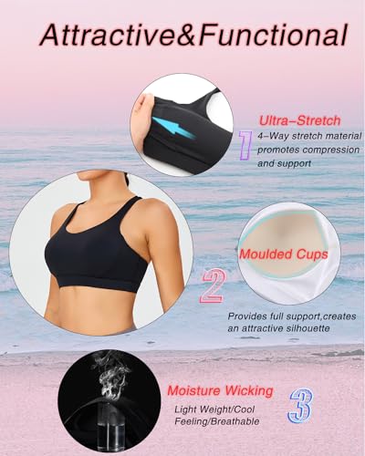 RUNNING GIRL Sports Bras for Women,Y-Back Medium Support Workout Sports Bra Padded Racerback Supportive Bras Push up2