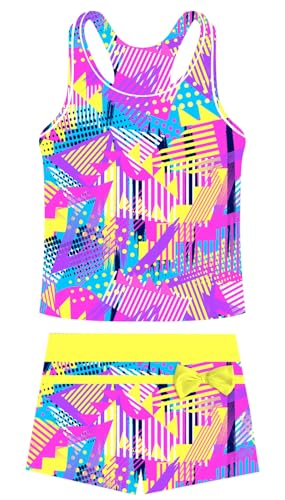 Image of Belovecol Girls Swimsuits Two Piece Tankini Bathing Suits Boyshort Summer Beach Swimwear 4-16Y Removable Bra Pads Above 12Y