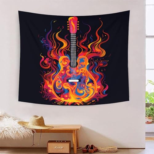 Tapisserie murale guitare 3D 180x230cm en tissu pour decoration salon