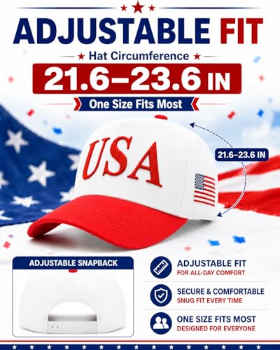 Image of USA Flag Hat for Men Women - 3D Embroidered Patriotic Baseball Cap, 4th of July, 250th
