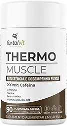 Thermo Muscle Pré-Treino, 90 Cápsulas, 200mg Cafeína, L-Arginina, Taurina, Beta-Alanina e Vitaminas do Complexo B, Fortalvit