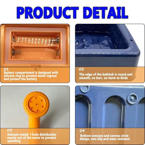 Image of kathson Parrot Bathtub,Automatic Bird Shower Box,Multifunctional Parakeet Bathtub with Faucet,Bird Bathing Tub Pool Toy for Small Medium Birds Cockatiel Lovebird Budgie（Sapphire Blue）