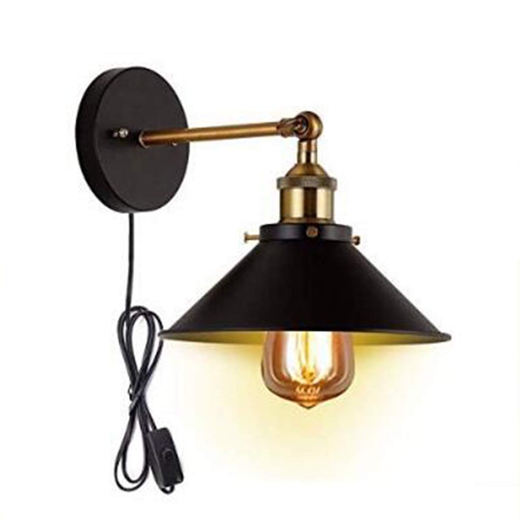 Retro Wandleuchte E27 Wandlampe Mit Kabel Für Steckdose Schwarz Modern Einstellbarer Abstrahlwinkel Flurlampe Innen Mit Schalter Bettlampe Wohnzimmer Treppenhaus Schlafzimmer Innenbeleuchtung