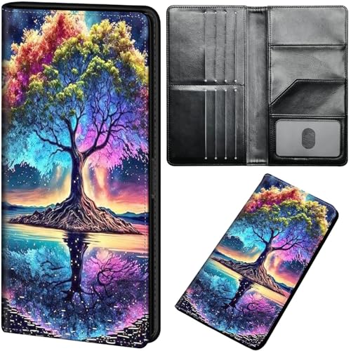 Wallet Women Ultra Slim Thim PU Leather Womens Wallet RFID Blocking Credit Card Holder Bifold Long Ladies Billfold, Art Tree