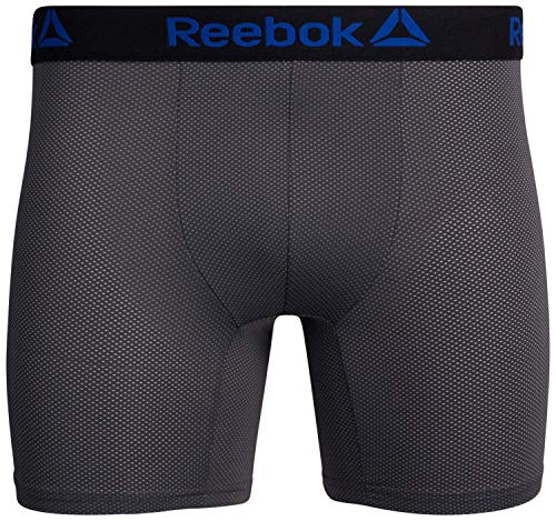 Reebok Men's Boxer Briefs – 3 Pack Performance Mens Underwear Boxer Briefs with Fly Pouch - Athletic Underwear for Men (S-XL), Size Large, Navy/Charcoal/Black2