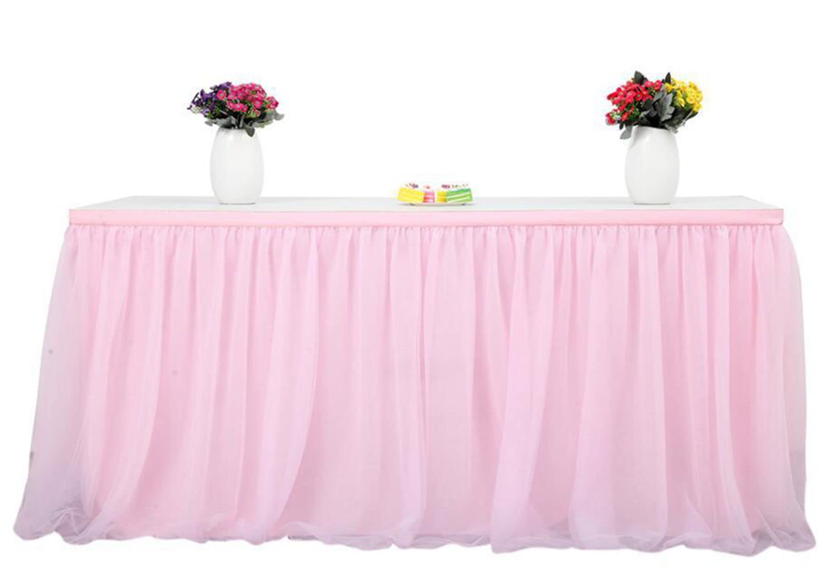 Gonna da tavolo in tulle, lunghezza 275 x altezza 76 cm, per feste, matrimoni, feste di compleanno, decorazione