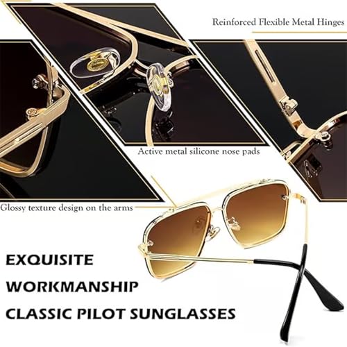 Kngdrt Pickelect Aviator Sunglasses, Gradient Uv400 Protection for Women & Men, Lightweight Square Aviator Sunglasses3