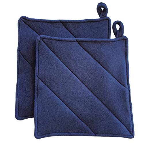 Cushystore Navy Blue Pot Holders Oven Pads Soft Fabric For Cooking Kitchen 7.75", 2 Pack #TOP5