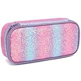FlowFly Large Capacity Pencil Case for Kids, Boys & Girls – Zippered Multi-Functional Pen Pouch, Soft & Portable Pencil Bag for School, Teens, Students, Purple#Glitter