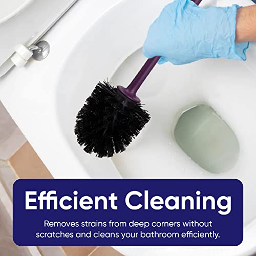 Image of Toilet Brush Cleaner and Holder Purple 3 Pack Toilet Bowl Cleaner Brush with Scrubbing Wand, Brush and Storage Caddy for Easy Bathroom Cleaning