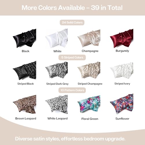 Image of MR&HM Satin Body Pillow Cover, Soft and Breathable Body Pillow Case with Envelope Closure, Cooling and Silky Long Pillowcase for Hair and Skin,Grey (20x54, Beige)