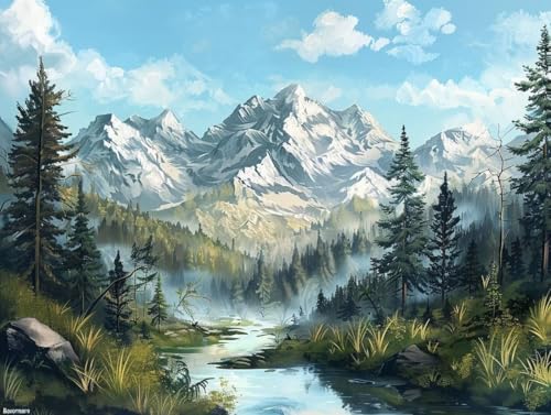 Diamond Painting Adulte Montagne 60x90cm - Kit Complet Broderie Diamant 5D