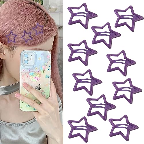 Pinzas para cabello estrella morado oscuro, 10 piezas miniatura 1