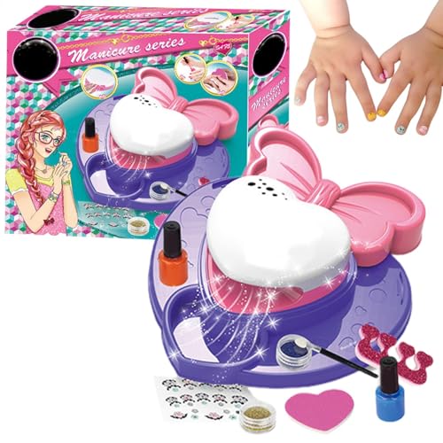 Liakyunf Kit de manicura para niñas, juego de uñas para niños - Set de manicura para estudio de uñas | Juego de juguetes para jugar a las casitas Princess Girl, máquina de uñas, juguete de belleza con