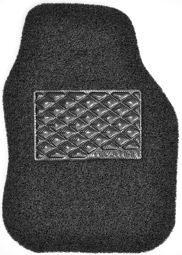 Nicoman Universal Car Floor Mat Spaghetti Coiled Non-Slip PVC Rubber Heavy Duty Waterproof Easy Clean - (Black Driver Side Small 1 Piece)