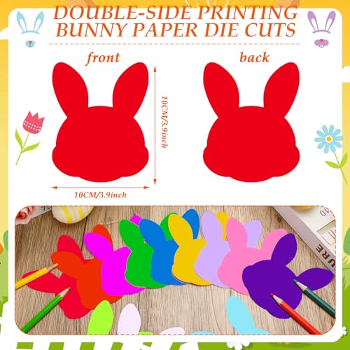 Image of Kisston 360 Pcs Easter Bunny Cutouts Paper 3.9 Inch Assorted Color Die Cuts for DIY Craft Projects School Classroom Bulletin Board Decor