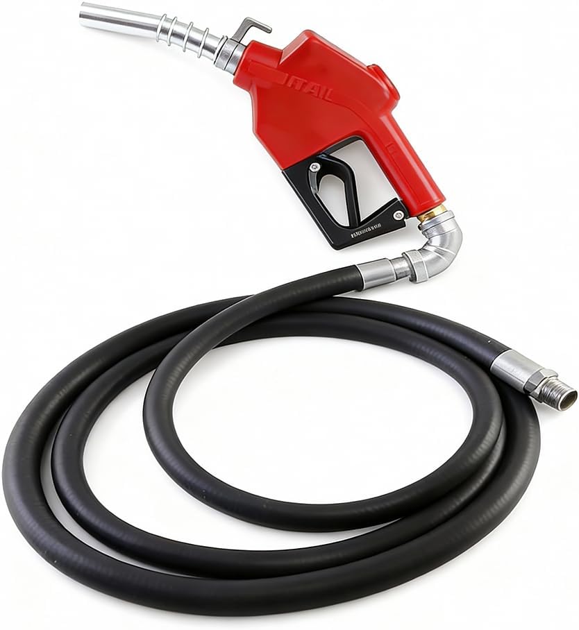 3/4'' x 10' Fuel Transfer Hose Kit with 3/4" Auto Nozzle (13/16" Spout, 16 GPM) & Swivel Fitting, 3/4" Inlet/Outlet for Diesel, Kerosene, Biodiesel