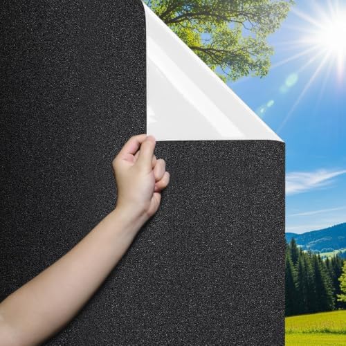 DIFIT Fensterfolie Blickdicht, Verdunklungsfolie für Fenster, 60 x 200 cm | Schwarz-Weiß Sichtschutzfolie Fenster mit statischer Haftung, Anti-UV, Wiederverwendbar, Milchglasfolie
