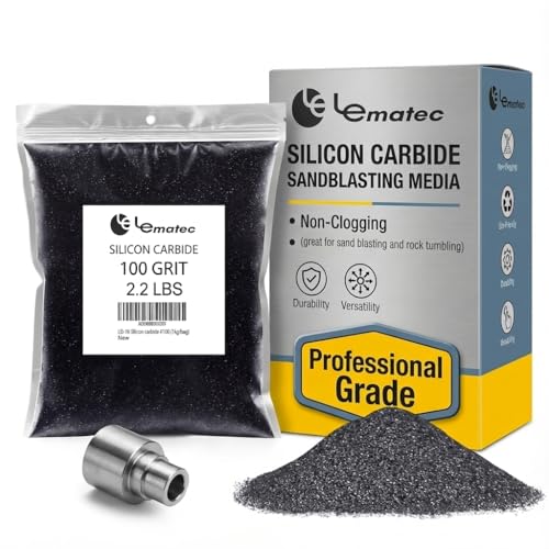 LE LEMATEC Silicon Carbide Sandblasting Media - Abrasive Blasting Sand for Surface Prep, Rock Tumbler Grit, Metal Polishing & Paint Removal - Professional Grits for Sandblaster - #100