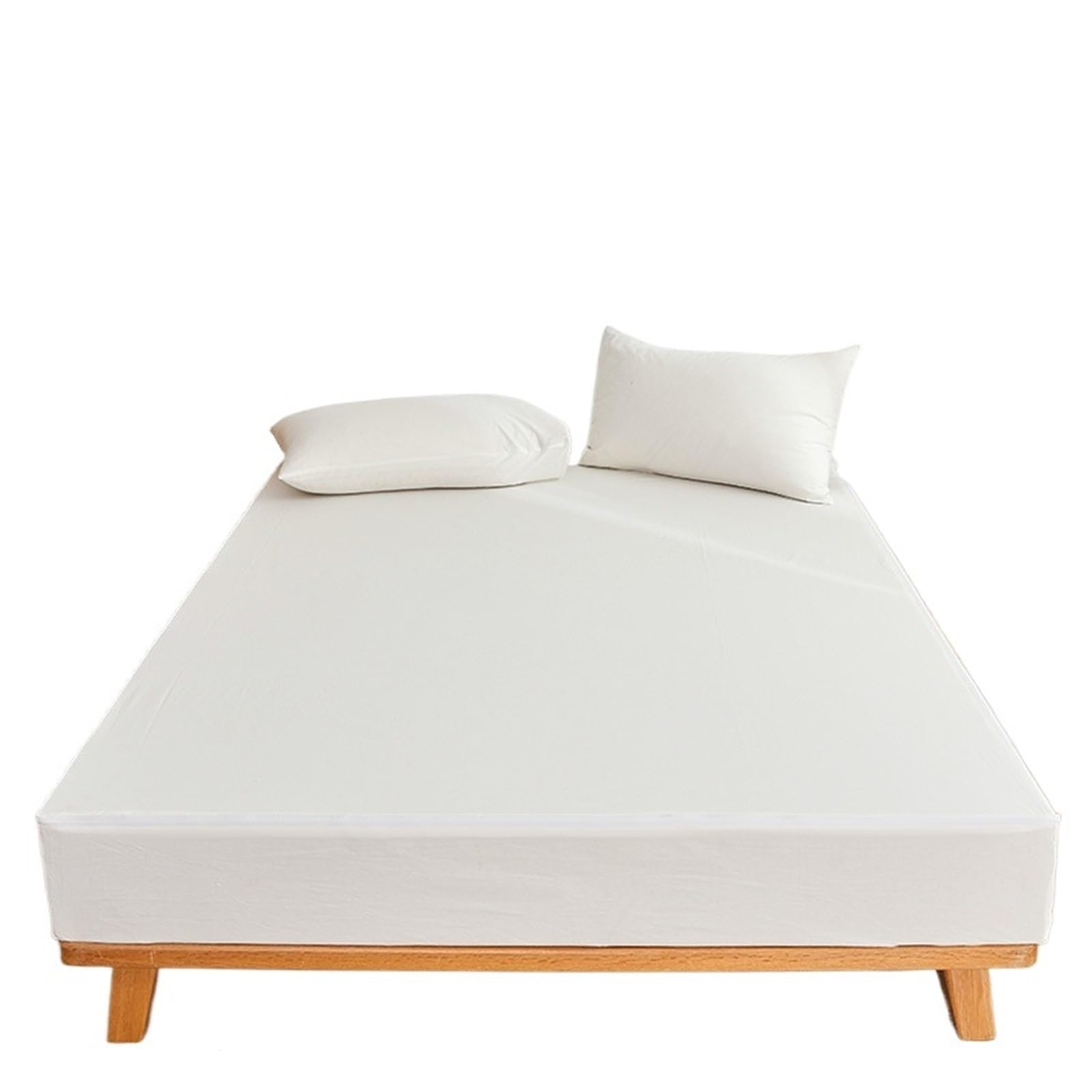 Zipped Mattress Protector Cotton Zippered Mattress Protector Breathable Cover & Encasement, 6-Sides Fully Enclosed Fitted Sheet(White,100x200x30cm 1PC)