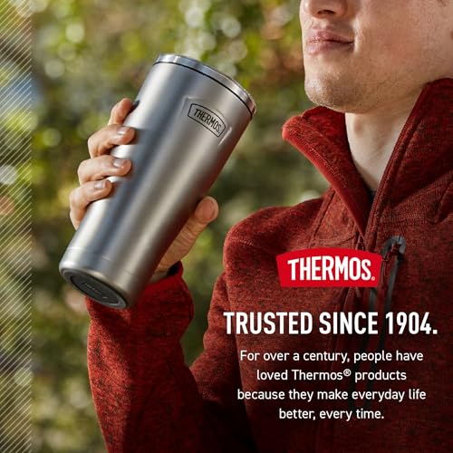 Image of THERMOS Icon Series 24oz Stainless Steel Tumbler with Slide Lock Lid, Leakproof, Fits Cupholder, Dishwasher Safe, Griptec Non‑Slip Base, Keeps Drinks Hot 6 Hrs /Cold 22 Hrs, Navy USA