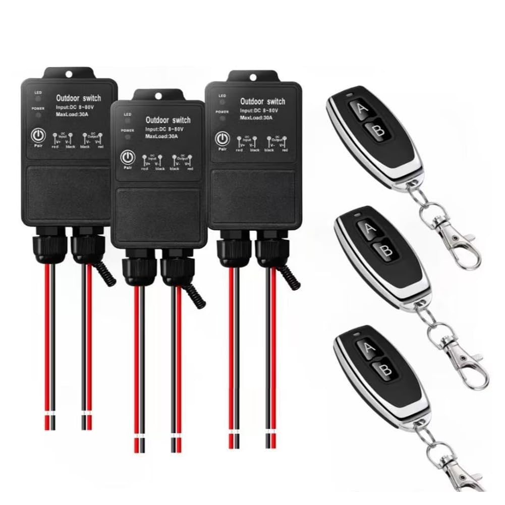 Récepteur 433 MHz et télécommande sans fil DC 8V-80V 30A imperméable pour pompe et ventilateur
