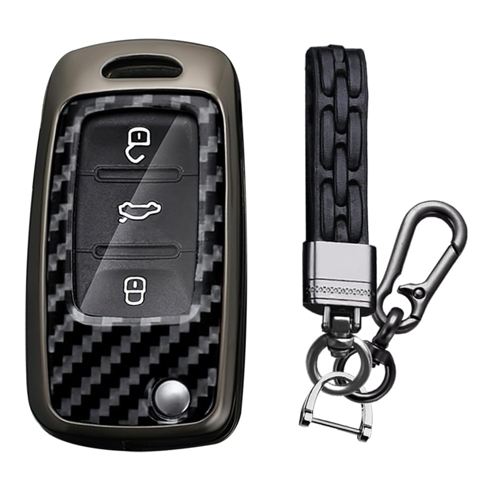 Coque de clé VW effet carbone et métal : protection premium 3 boutons - 8
