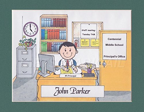 Elementary School Teacher Personalized Custom Cartoon Person Picture Pic Gift Matted Print 8X10" #TOP7