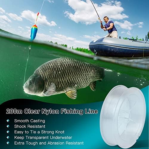 HCFGS 200 Meters Fishing Line, 0.4mm Clear Nylon Fishing Wire 6.0 Spool Invisible Monofilament Line for Fishing, Hanging, Craft