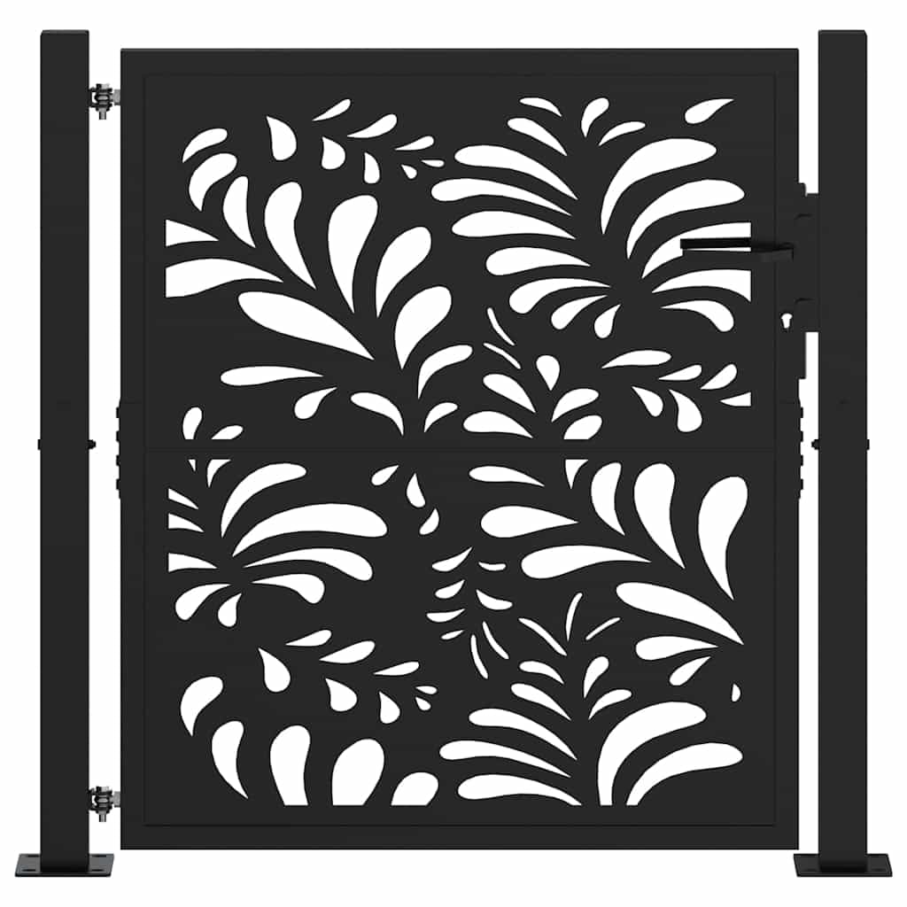 vidaXL Cancello Giardino Nero 100x100 cm in Acciaio Design Ondulato, cancello della Recinzione, cancello Esterno, cancello del Metallo