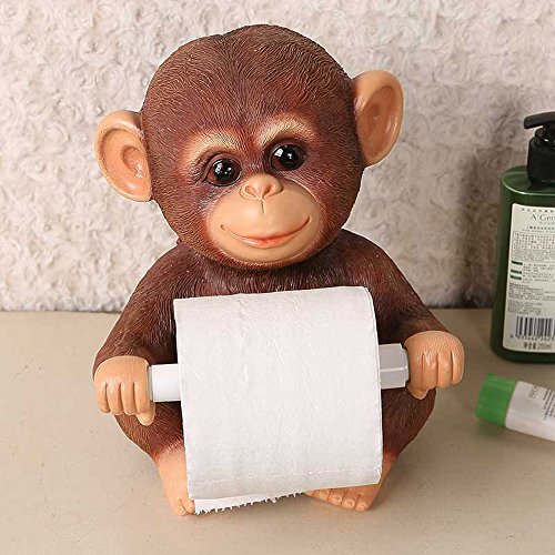 Cute Desktop Vertical Household Paper Towel Rack Toilet Paper Holder Resin Animal Appearance Creative Toilet Roll Holder Restaurant Kitchen Accessories (Monkey) #TOP1