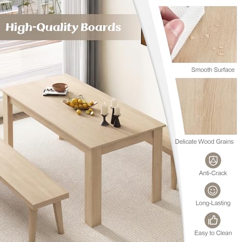 Image of Giantex Dining Table for 4-6, 63 inch L Large Farmhouse Kitchen Table, Wooden Rectangular Dinner Table for Living Dining Room, Home Office, Dinette, 330LBS Capacity, Natural