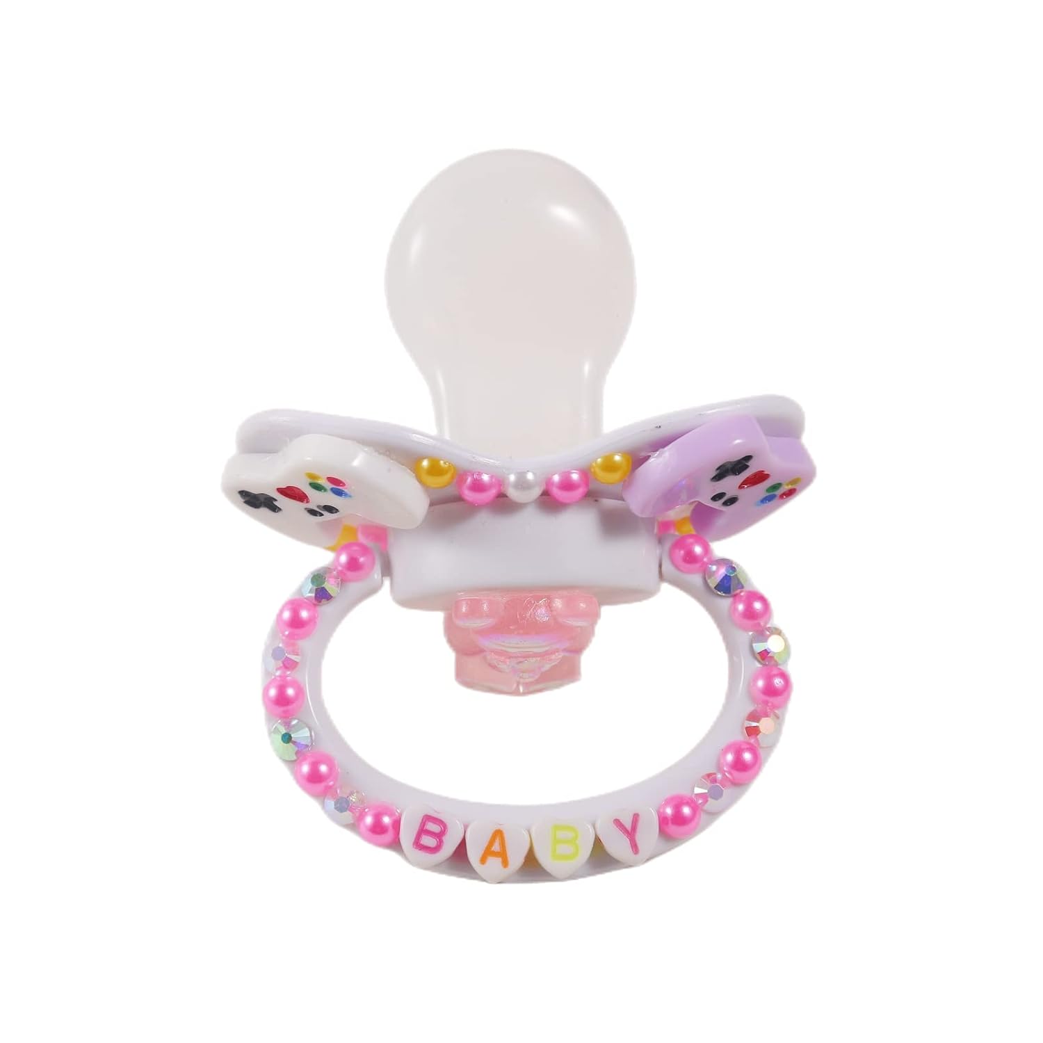 Adult Sized Pacifier, Personalized Pacifier, with Dust Cover Rhinestones Bling Dummy(Pink) - Image 4