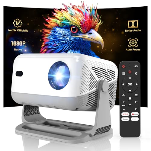 Image of 【Netflix Officiall&Dolby Audio】WellSonic Smart Projector with Wifi and Bluetooth, 400Ansi & Native 1080p Portable Projector, Auto Focus&Support 4k, 180°Rotatable, Moive Proyector with Himi Cable