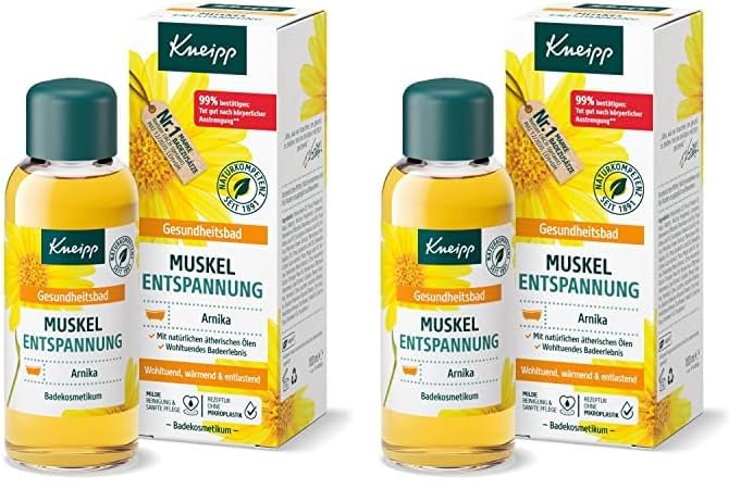 Kneipp Gesundheitsbad Muskel Entspannung - Badeöl mit wertvollem Extrakt der Arnika & ätherischen Ölen aus Cabreuva, Rosmarin & Pinus-Arten - belebt & tut gut nach körperlicher Anstrengung - 100ml