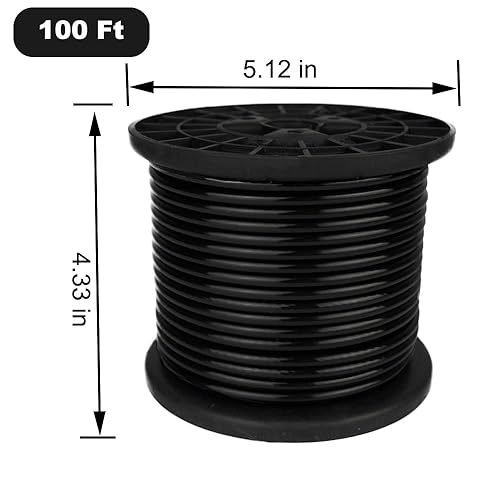 Miniatura 2 de Cuerda de alambre recubierta de vinilo negro de 100 pies, kit de luces para colgar, kit de barandilla de cable negro, balaustradas de bricolaje, 18