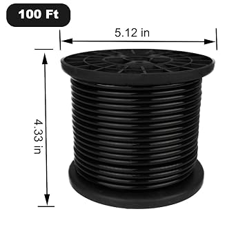 100FT Black Vinyl Coated Wire Rope, String Lights Hanging Kit,Black Cable Railing Kit, DIY Balustrades,1/8Inch (3 mm) Overmolded to 3/16 Inch(5mm)