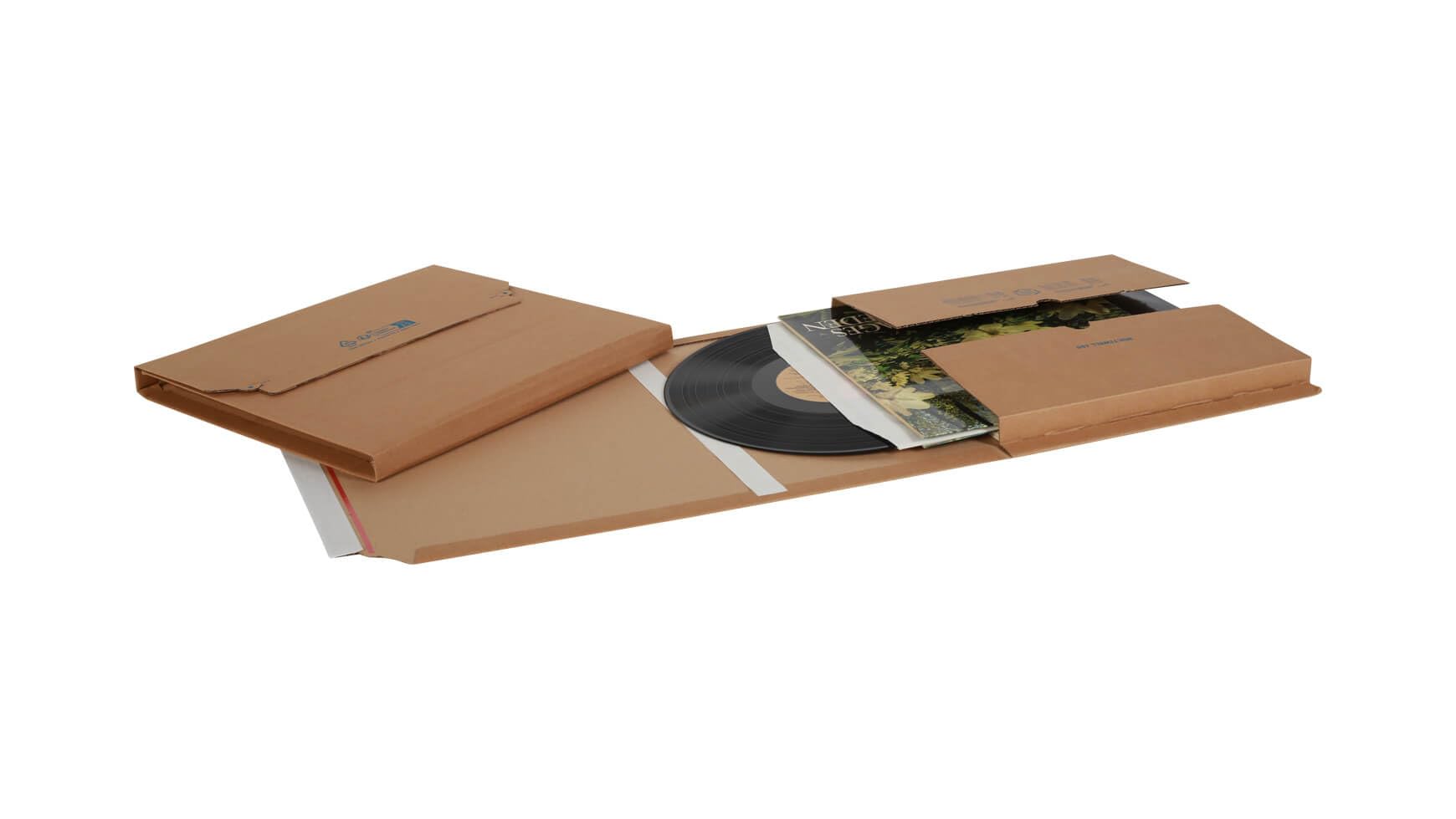 50x Schallplatten-/LP-Verpackung Multiwell 366 x 326 x 92 mm Selbstklebestreifen Braun