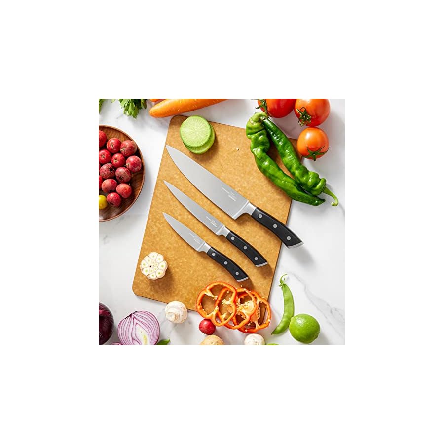 OAKSWARE Kitchen Knife Set 3-Piece, Ultra Sharp Kitchen Knives, Paring Knife and Utility Knife for Kitchen, German Steel & Ergonomic ABS-Handle