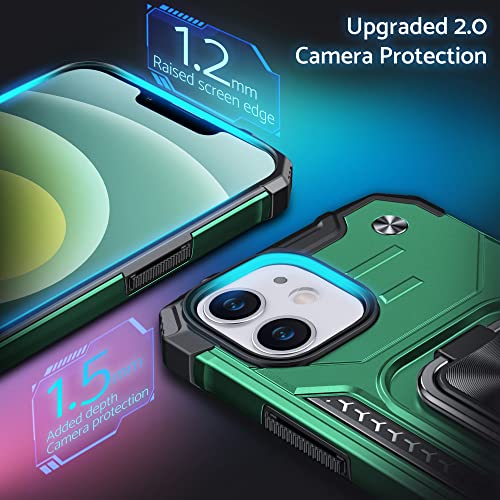 Coque iPhone 12 Mini DASFOND antichoc verte avec anneau de protection - 4