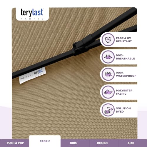 Image of Midtown Umbrellas Push and Pop - 9 Ft Patio Umbrella, Chestnut Canopy