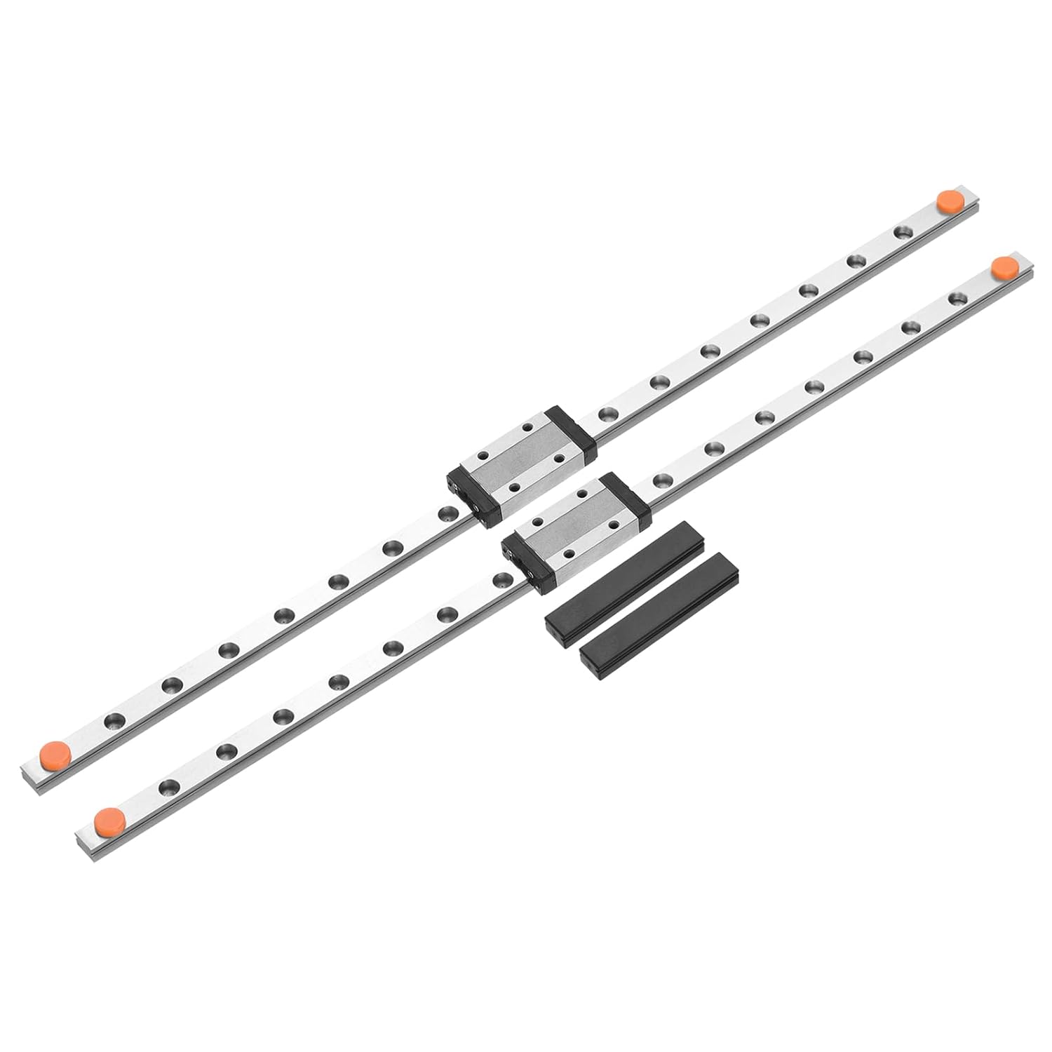 uxcell 2pcs MGN9 350mm Linear Guide Rail with 2pcs MGN9H Sliding Carriage Block Bearing Steel and 2pcs Plastic Mini MGN12 Linear Guide for DIY 3D Printers and CNC Machine, Silver